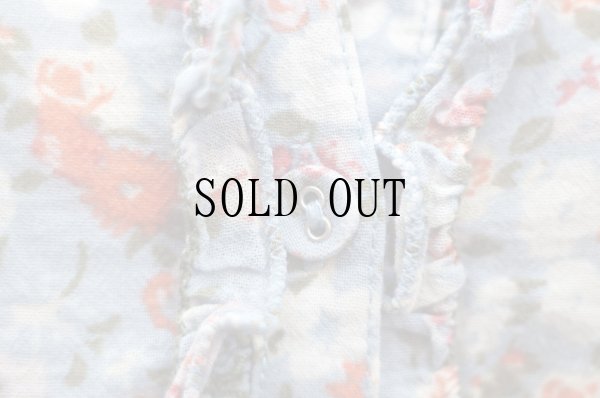 画像5: "Eddie Bauer" ライトブルー 小花柄 半袖 ブラウス フリルカラー[19844]