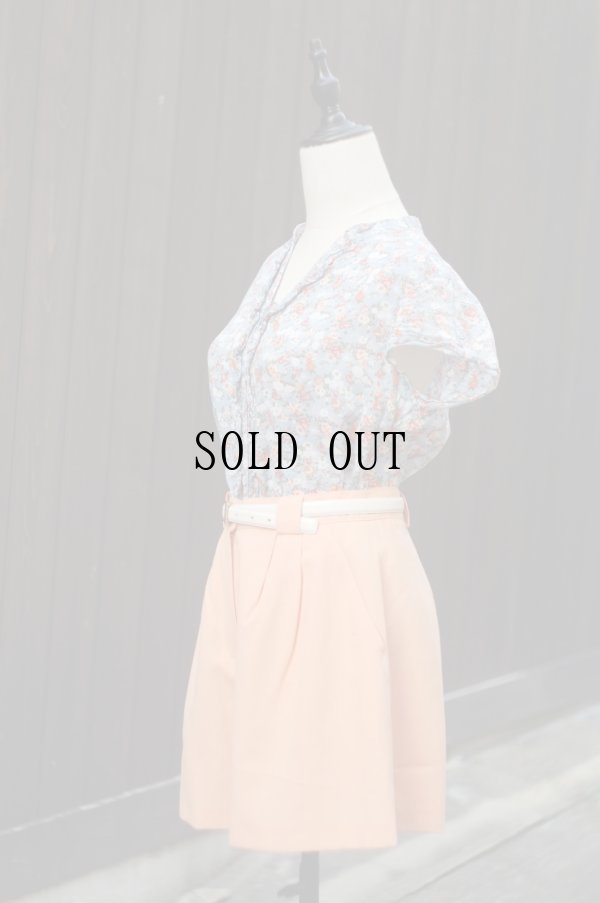 画像6: "Eddie Bauer" ライトブルー 小花柄 半袖 ブラウス フリルカラー[19844]