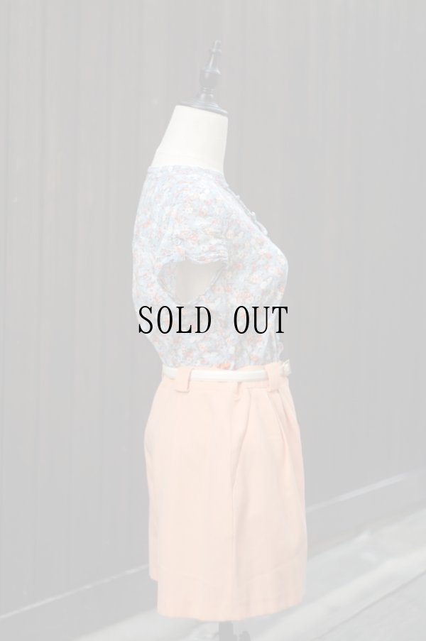 画像8: "Eddie Bauer" ライトブルー 小花柄 半袖 ブラウス フリルカラー[19844]