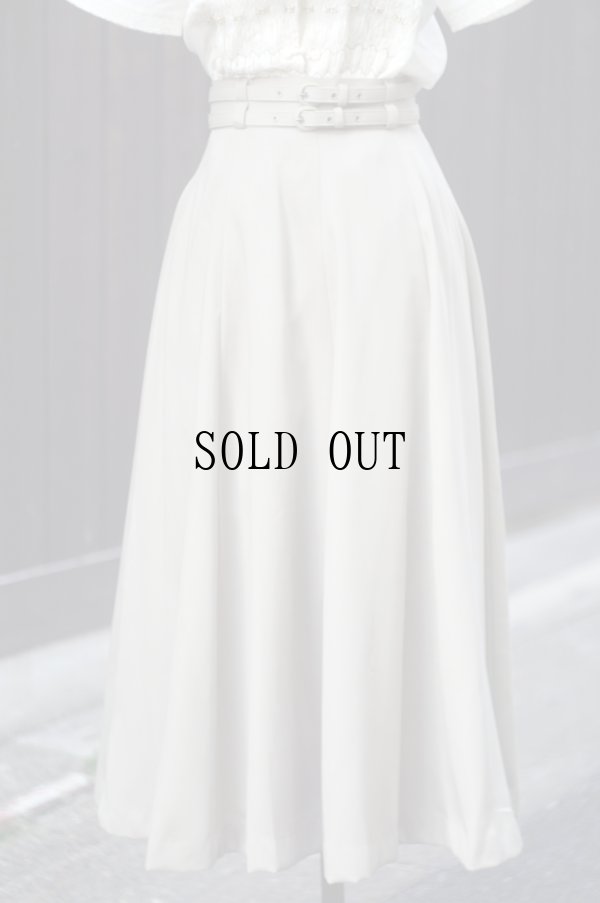 画像1: "405" ライトグリーン フレア スカート ダブルベルト w63cm[19846]