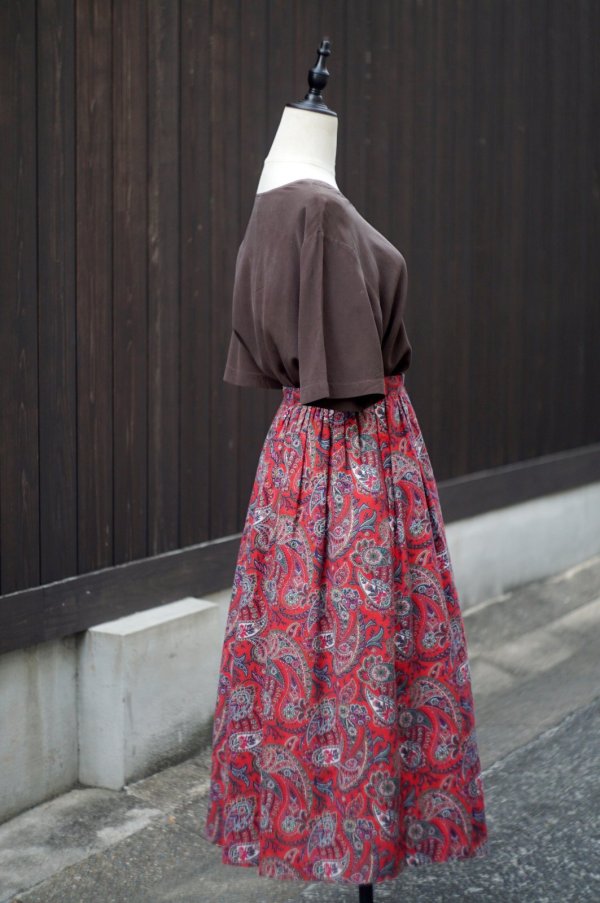 画像7: "Ki Clayton" US オレンジ ペイズリー柄 スカート フレア w67cm[19854]