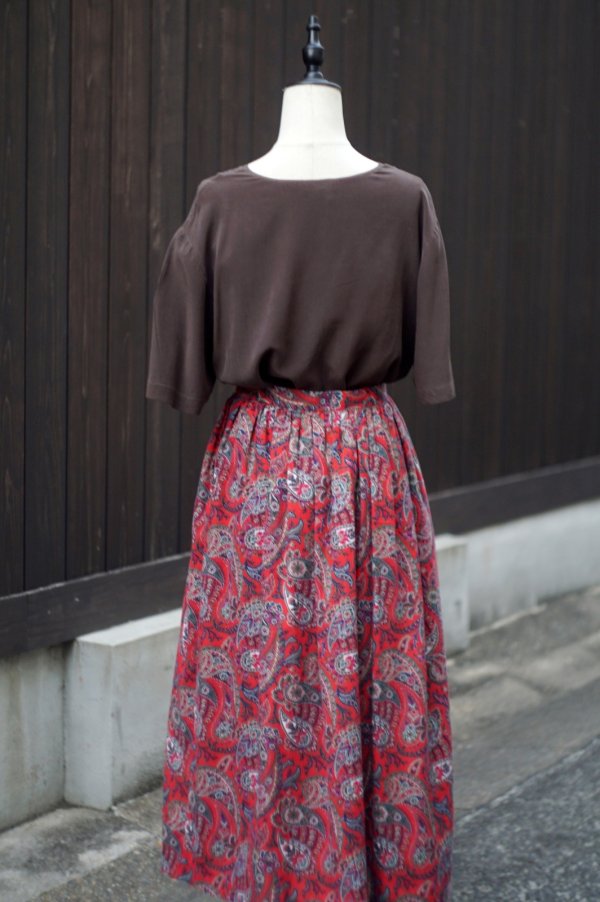 画像8: "Ki Clayton" US オレンジ ペイズリー柄 スカート フレア w67cm[19854]