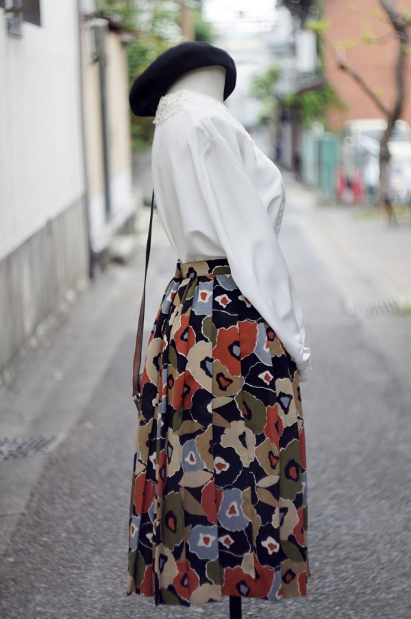 画像5: "Andalusia" 花柄 プリーツ スカート w74cm[19813]