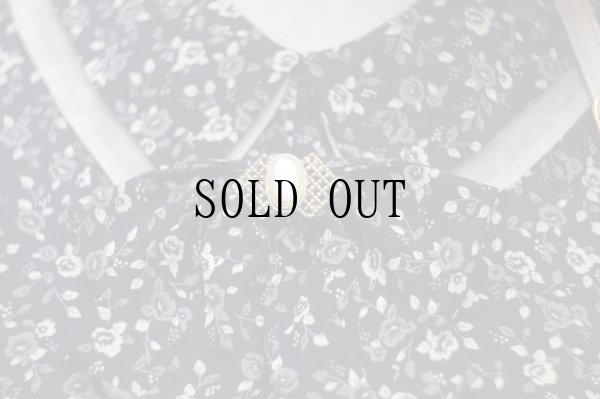 画像5: "amy march" 黒系 花柄 半袖 レトロワンピース[19859]