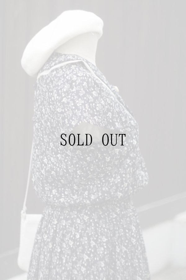 画像12: "amy march" 黒系 花柄 半袖 レトロワンピース[19859]