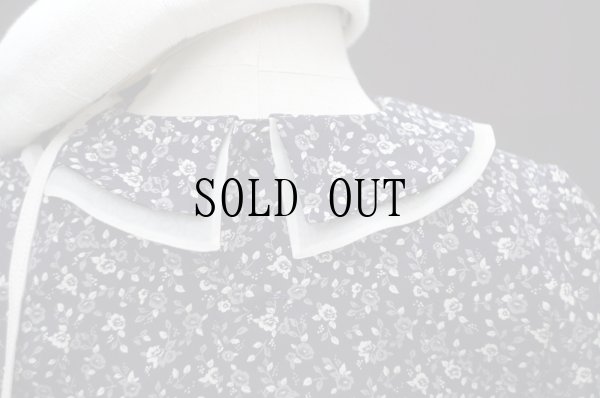 画像11: "amy march" 黒系 花柄 半袖 レトロワンピース[19859]