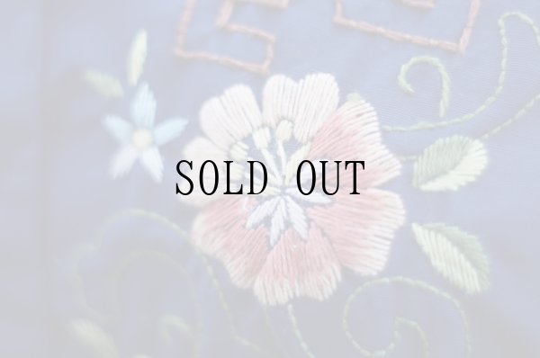 画像5: "水仙花"" ネイビー  半袖 ブラウス スワトウ刺繍 オープンカラー[19856]