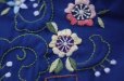 画像6: "水仙花"" ネイビー  半袖 ブラウス スワトウ刺繍 オープンカラー[19856]