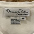 画像15: "Oscar de la Renta" 無地 白 長袖 コットン ブラウス 比翼 ピーターパンカラー レース[19850]
