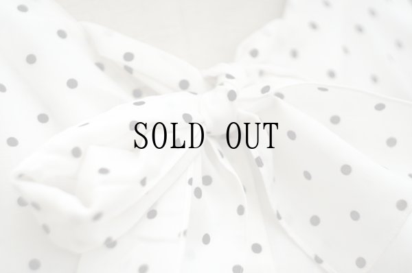 画像6: "DIAS by Tokyo blouse" 白×黒  ドット柄 半袖  ブラウス リボン   パフスリーブ[19863]