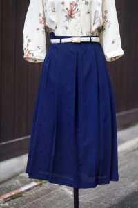 ネイビー 透かし花柄  プリーツ  スカート w68cm[19865]