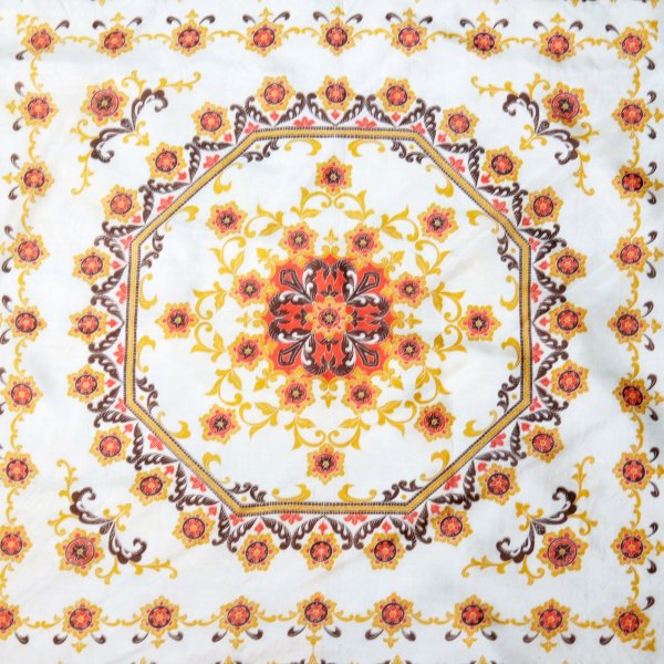 画像2: 赤×ブラウン系 エスニック インドシルク スカーフ 78cm×78cm[19885]