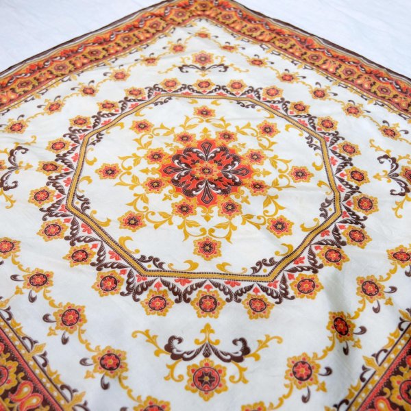 画像6: 赤×ブラウン系 エスニック インドシルク スカーフ 78cm×78cm[19885]