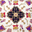 画像2: 装飾模様 ネイビー系 シルク スカーフ 86cm×86cm[19898] (2)