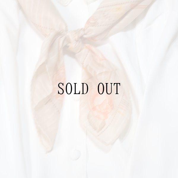 画像9: イタリア製 花柄 格子 ベージュ系 ポリエステル スカーフ 75cm×75cm[19889]