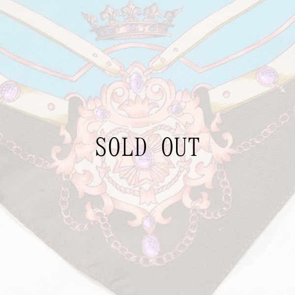 画像3: 装飾模様 ブラウン×緑系 スカーフ 105cm×105cm[19896]