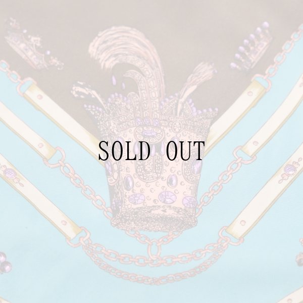 画像4: 装飾模様 ブラウン×緑系 スカーフ 105cm×105cm[19896]