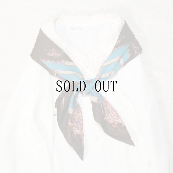 画像8: 装飾模様 ブラウン×緑系 スカーフ 105cm×105cm[19896]