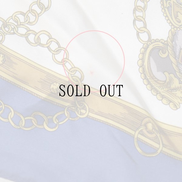 画像6: 馬車×装飾模様 ブルー シルク スカーフ 77cm×77cm[19900]