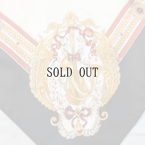 画像3: 装飾模様 楽器 黒系 スカーフ 85cm×85cm[19901]