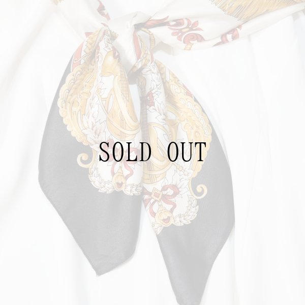 画像7: 装飾模様 楽器 黒系 スカーフ 85cm×85cm[19901]