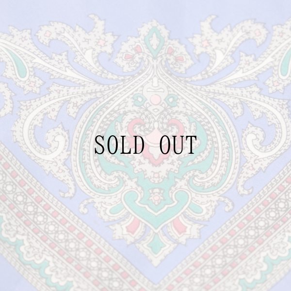 画像3: ペイズリー柄 青系 シルク スカーフ 72cm×72cm[19908]