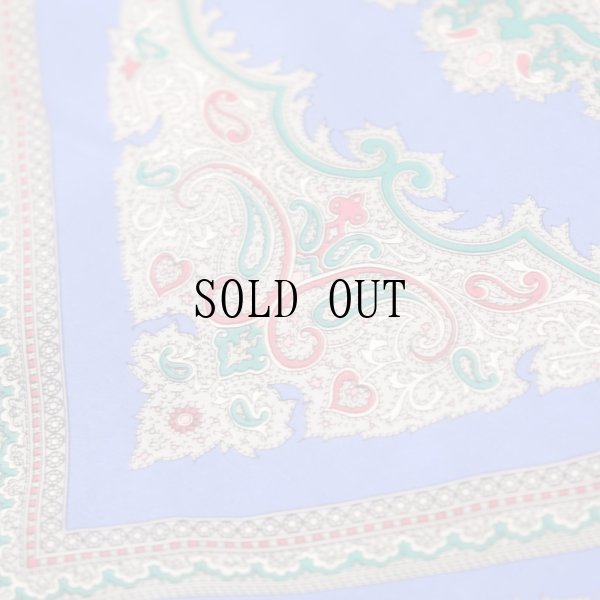 画像5: ペイズリー柄 青系 シルク スカーフ 72cm×72cm[19908]