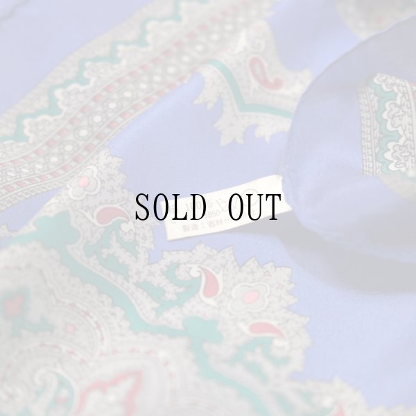 画像6: ペイズリー柄 青系 シルク スカーフ 72cm×72cm[19908]