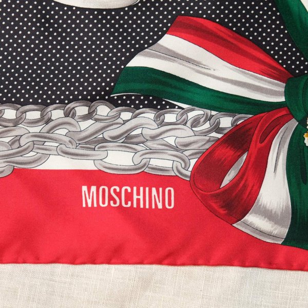 画像4: "MOSCHINO" イタリア シルク 赤系 スカーフ 87cm×87cm[19899]