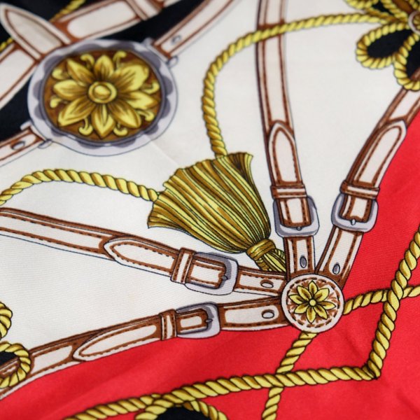 画像5: 装飾模様 黒系 シルク スカーフ 78cm×78cm[19897]