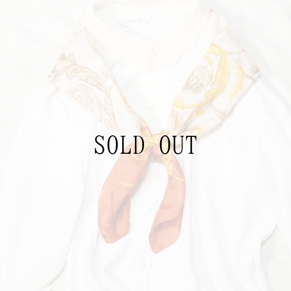 画像6: 花柄 シルク オレンジ系 スカーフ 85cm×85cm[19903]