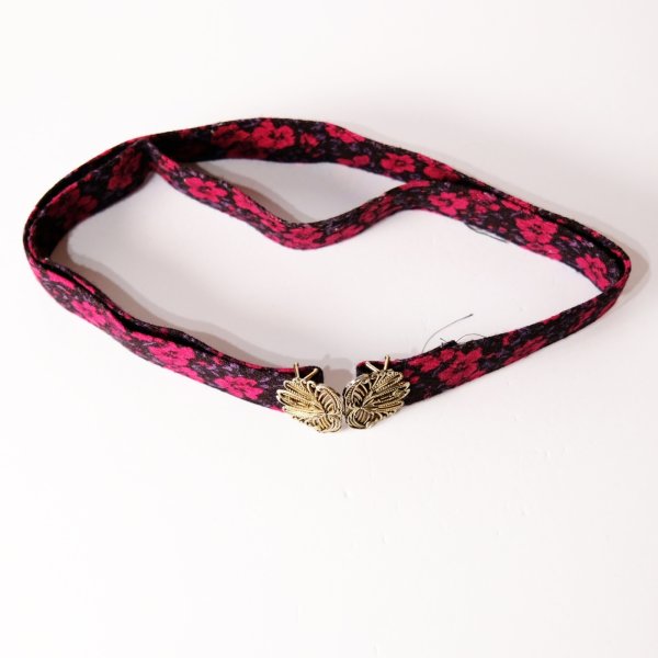 画像5: 花柄 金具 ウール地 アンティークベルト[19819]