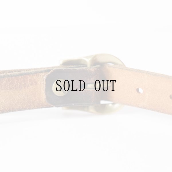 画像6: インポート ブラウン 真鍮バックル レザーベルト[19910]