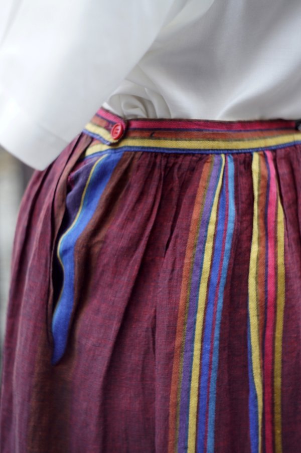 画像11: "Ralph lauren" マルチストライプ リネン スカート w65cm[19866]