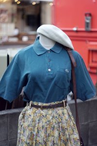”Lacoste” 無地 グリーン 半袖 ポロシャツ ワンポイント刺繍[19871]