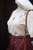 画像2: 白 サマー ニット トップス お花刺繍[19881] (2)