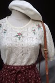 画像5: 白 サマー ニット トップス お花刺繍[19881]