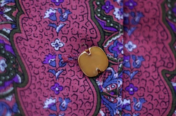 画像9: "mf" ピンク系 花柄 半袖 レトロワンピース ノーカラー[19922]