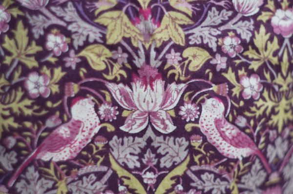 画像7: 総柄 ウィリアムモリス パープル系 いちご泥棒 スカート セミフレア 68cm[19929]