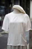 画像6: "Mercredi" 刺繍 白 半袖 ブラウス パフスリーブノーカラー[19932]