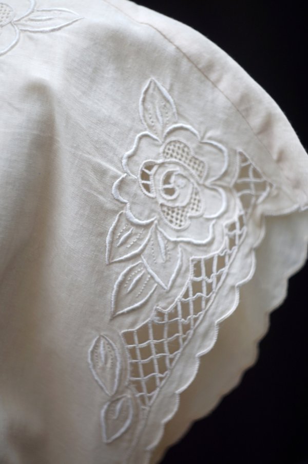 画像7: ”jeanjaures” 無地 生成 コットン 半袖 ブラウス ラウンドネック 刺繍[19936]