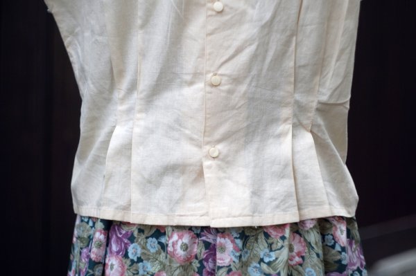 画像4: ”jeanjaures” 無地 生成 コットン 半袖 ブラウス ラウンドネック 刺繍[19936]