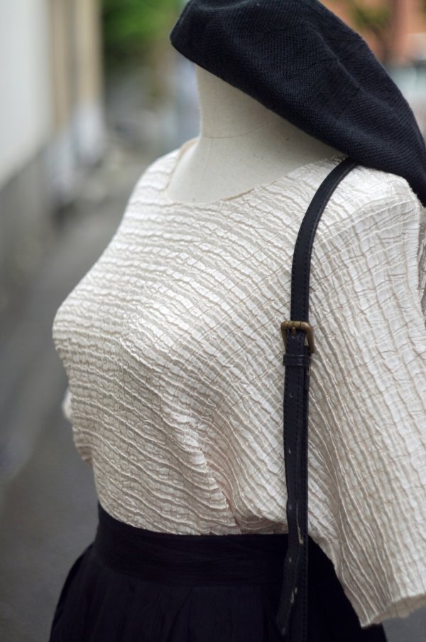 画像3: 無地 ベージュ 半袖 カットソー ノーカラー [19944]