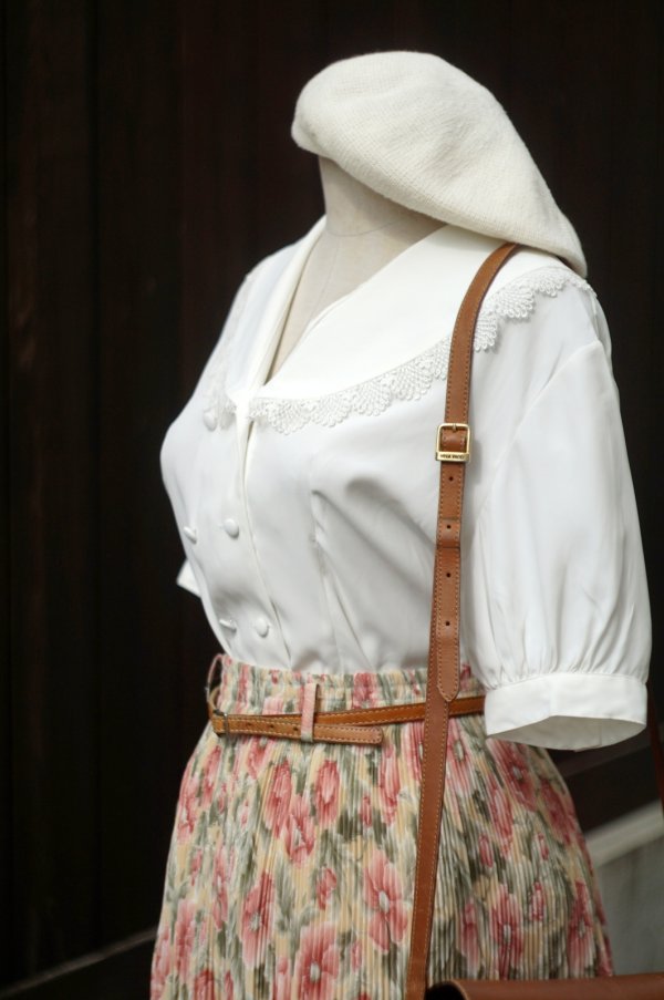 画像3: "K.Garcon" 白 半袖 ブラウス レース襟 ダブルボタン [19946]