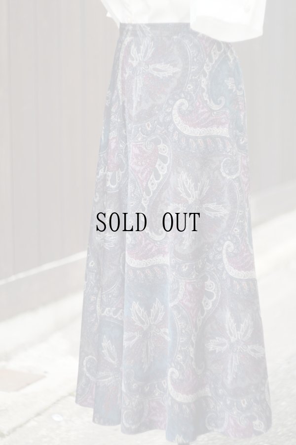 画像2: "MICALADY"  ペイズリー柄 スカート フレア w71cm[19951]