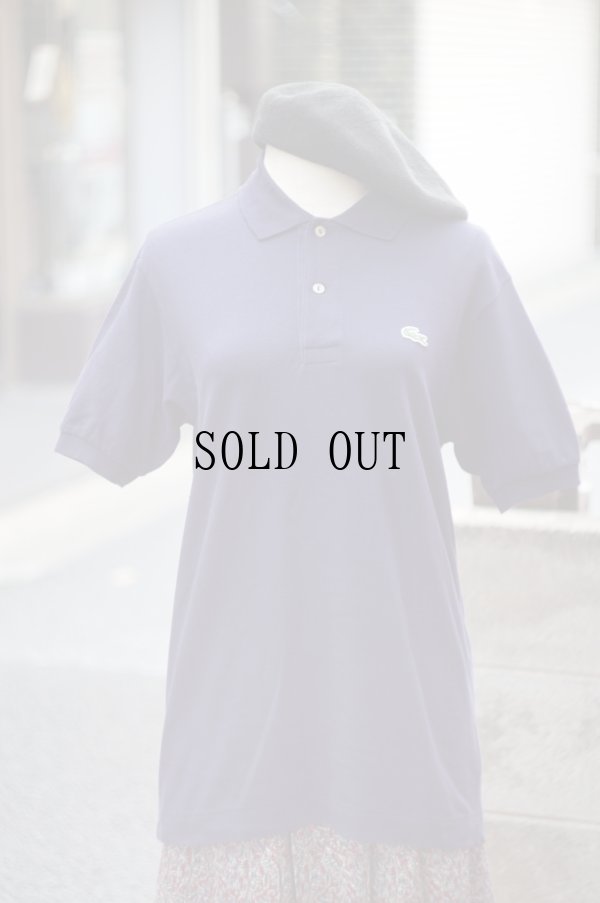 画像10: ”Lacoste” 無地 ネイビー 半袖 ポロシャツ ワンポイント刺繍[19956]