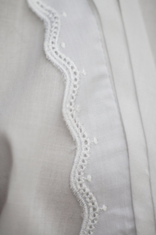画像6: "Original Alpen Trachten" スイス 無地 白 半袖 ブラウス フリルスタンドカラー レース パフスリーブ[19959]