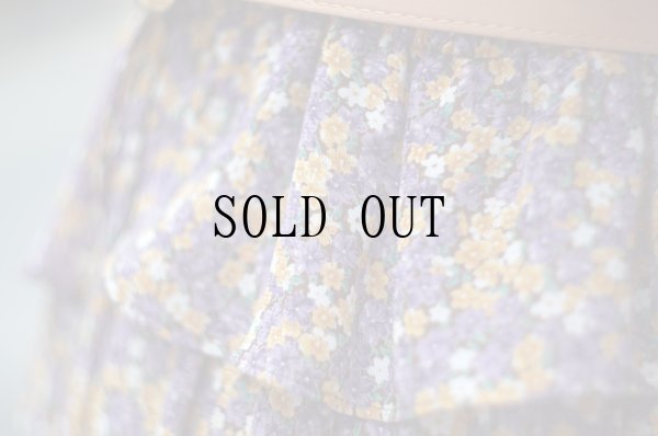 画像9: "Onward" 花柄 マルチカラー 七分袖 レトロワンピース ボウタイ ウエストゴム  [19961]