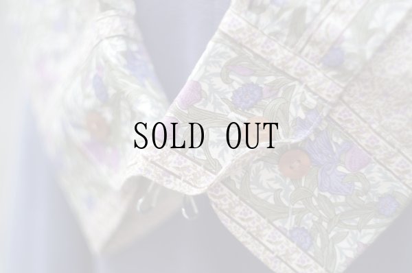 画像9: "Victoria&Albert Museum" ウィリアムモリス あやめ柄  長袖 ブラウス オープンカラー[19962]