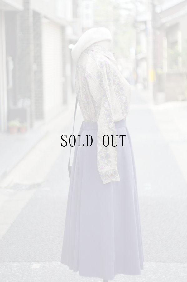 画像11: "Victoria&Albert Museum" ウィリアムモリス あやめ柄  長袖 ブラウス オープンカラー[19962]